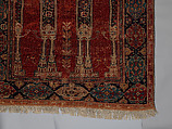 Prayer Rug with Coupled Columns, Wool (warp, weft and pile); symmetrically knotted pile