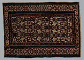 Kufesque-Border Lattice Shirvan Rug, Wool (warp, weft and pile); symmetrically knotted pile