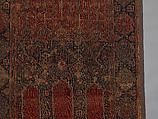 Prayer Rug with Coupled Columns, Wool (warp, weft and pile); symmetrically knotted pile