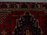 Tribal Carpet with Medallion Design, Wool (warp, weft, and pile); symmetrically knotted pile