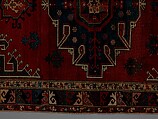 Tribal Carpet with Medallion Design, Wool (warp, weft, and pile); symmetrically knotted pile