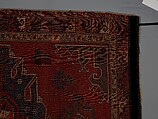 Tribal Carpet with Medallion Design, Wool (warp, weft, and pile); symmetrically knotted pile