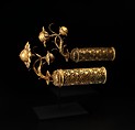 Palanquin Finials with Lotuses, Copper; cast, pierced, chased, and gilded