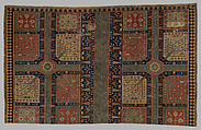 Fragment of a Garden Carpet, Cotton (warp, and weft); Wool (pile); asymmetrically knotted pile