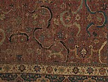 Carpet, Cotton (warp and weft), wool (pile); asymmetrically knotted pile 