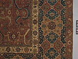 Carpet, Cotton (warp and weft), wool (pile); asymmetrically knotted pile 