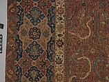 Carpet, Cotton (warp and weft), wool (pile); asymmetrically knotted pile 