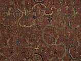 Carpet, Cotton (warp and weft), wool (pile); asymmetrically knotted pile 