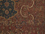 Carpet, Cotton (warp and weft), wool (pile); asymmetrically knotted pile 