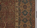 Carpet, Cotton (warp and weft), wool (pile); asymmetrically knotted pile 