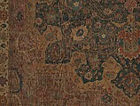 Carpet, Cotton (warp and weft), wool (pile); asymmetrically knotted pile 