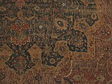 Carpet, Cotton (warp and weft), wool (pile); asymmetrically knotted pile 