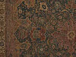 Carpet, Cotton (warp and weft), wool (pile); asymmetrically knotted pile 