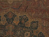 Carpet, Cotton (warp and weft), wool (pile); asymmetrically knotted pile 