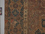 Carpet, Cotton (warp and weft), wool (pile); asymmetrically knotted pile 