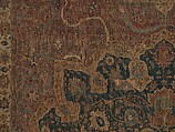 Carpet, Cotton (warp and weft), wool (pile); asymmetrically knotted pile 