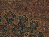 Carpet, Cotton (warp and weft), wool (pile); asymmetrically knotted pile 