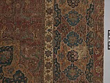Carpet, Cotton (warp and weft), wool (pile); asymmetrically knotted pile 