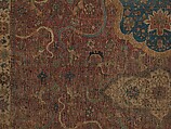 Carpet, Cotton (warp and weft), wool (pile); asymmetrically knotted pile 