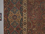 Carpet, Cotton (warp and weft), wool (pile); asymmetrically knotted pile 