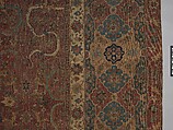 Carpet, Cotton (warp and weft), wool (pile); asymmetrically knotted pile 