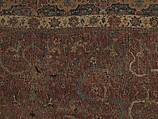 Carpet, Cotton (warp and weft), wool (pile); asymmetrically knotted pile 