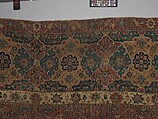 Carpet, Cotton (warp and weft), wool (pile); asymmetrically knotted pile 
