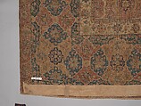 Carpet, Cotton (warp and weft), wool (pile); asymmetrically knotted pile 