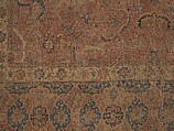 Carpet, Cotton (warp and weft), wool (pile); asymmetrically knotted pile 