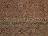 Carpet, Cotton (warp and weft), wool (pile); asymmetrically knotted pile 