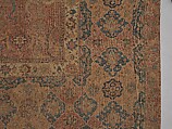 Carpet, Cotton (warp and weft), wool (pile); asymmetrically knotted pile 