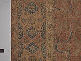 Carpet, Cotton (warp and weft), wool (pile); asymmetrically knotted pile 