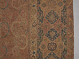 Carpet, Cotton (warp and weft), wool (pile); asymmetrically knotted pile 