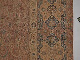 Carpet, Cotton (warp and weft), wool (pile); asymmetrically knotted pile 