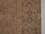 Carpet, Cotton (warp and weft), wool (pile); asymmetrically knotted pile 