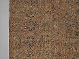Carpet, Cotton (warp and weft), wool (pile); asymmetrically knotted pile 