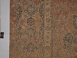 Carpet, Cotton (warp and weft), wool (pile); asymmetrically knotted pile 