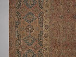 Carpet, Cotton (warp and weft), wool (pile); asymmetrically knotted pile 