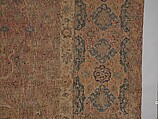 Carpet, Cotton (warp and weft), wool (pile); asymmetrically knotted pile 