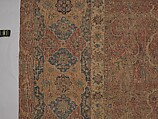 Carpet, Cotton (warp and weft), wool (pile); asymmetrically knotted pile 