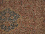 Carpet, Cotton (warp and weft), wool (pile); asymmetrically knotted pile 