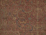 Carpet, Cotton (warp and weft), wool (pile); asymmetrically knotted pile 