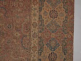 Carpet, Cotton (warp and weft), wool (pile); asymmetrically knotted pile 