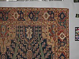 Row 1b Carpet with Tree and Cartouche Design, Cotton (warp and weft), wool (pile); asymmetrically knotted pile