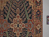 Carpet with Tree and Cartouche Design, Cotton (warp and weft), wool (pile); asymmetrically knotted pile
