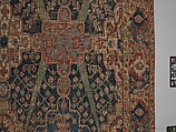 Carpet with Tree and Cartouche Design, Cotton (warp and weft), wool (pile); asymmetrically knotted pile