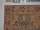 Carpet with Tree and Cartouche Design, Cotton (warp and weft), wool (pile); asymmetrically knotted pile
