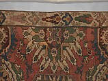 Carpet with Geometricized Floral Design, Wool (warp, weft, and pile); symmetrically knotted pile