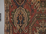 Carpet with Geometricized Floral Design, Wool (warp, weft, and pile); symmetrically knotted pile
