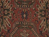 Carpet with Geometricized Floral Design, Wool (warp, weft, and pile); symmetrically knotted pile